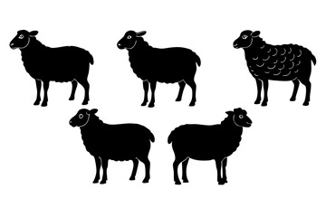 set of Sheep icon vector silhouette illustration isolated on white background