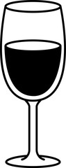 black and white illustration of a glass of red wine