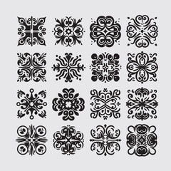 Collection d'Ornements Décoratifs Noirs, Bordures Vectorielles Vintage et Élément de Calligraphie Classique