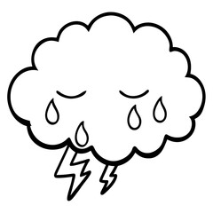 Minimalist Grief Cloud Line Art Vector