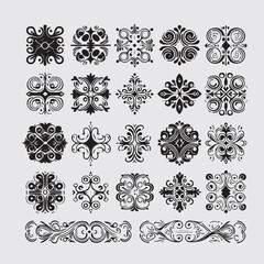 Collection d'Ornements Décoratifs Noirs, Bordures Vectorielles Vintage et Élément de Calligraphie Classique