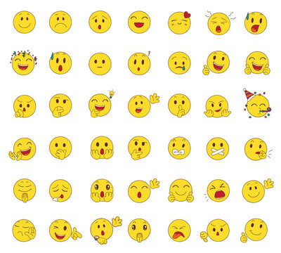 set of Emoji Handdrawn talk interjections