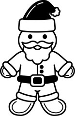 Obraz premium black and white illustration of a gingerbread wearing a santa costumes