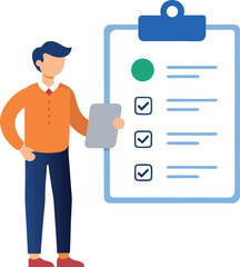 Flat Vector of Employee Onboarding Session with Checklist