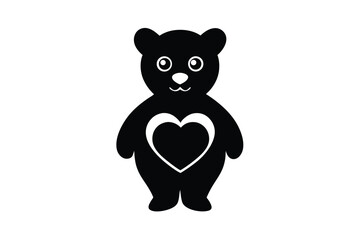 Little bear cub holding a heart vector art illustration