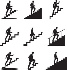 Businessmen climbing stairs success career growth. eps-10