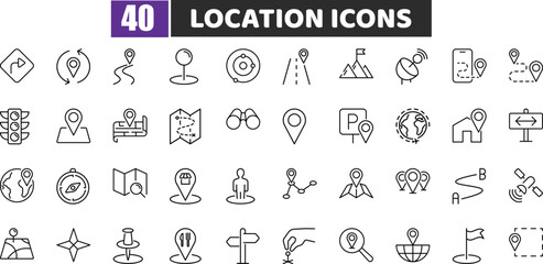 Location Vector Icons – 40 Navigation Map Pin GPS Travel Symbols