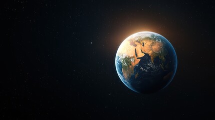 Obraz premium Stunning View of Earth in Space with Glowing Atmosphere and Starry Background Captured in High Resolution