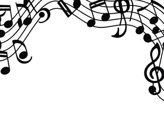  Abstract musical note cluster border