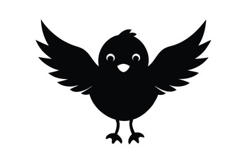 Tiny chick with open wings and smile vector art illustration