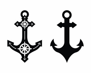 Anchor icon vector silhouette illustration isolated on white background