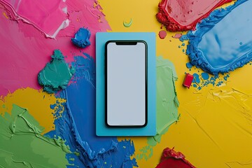 Flawless Image of Smart Phone on Surface Filled with Colors