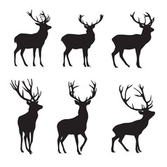 antler silhouette set, Black & White silhouette set