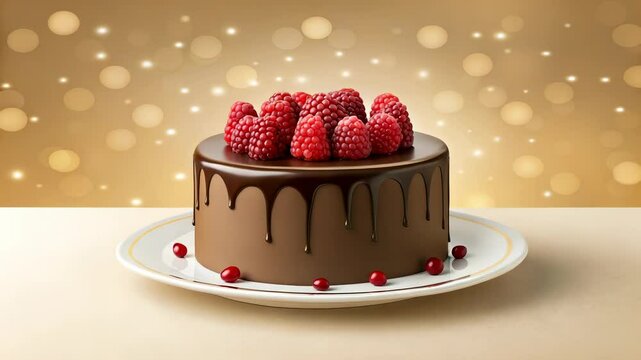 Indulge in this decadent chocolate cake adorned with fresh raspberries a perfect dessert for celebrations or a special treat enjoy the rich chocolate ganache and sweet raspberry topping