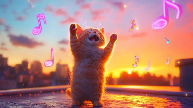 Cute cartoon squirrel exploring the city street at night in a fun animal illustration