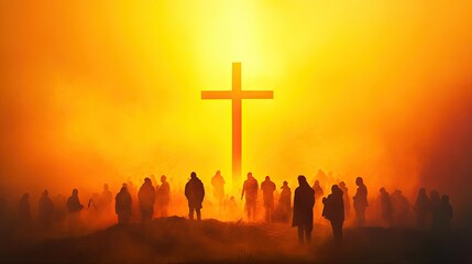 Silhouette of Cross and Worshipers