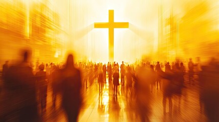 Silhouette of Cross and Worshipers