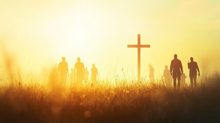 Silhouette of Cross and Worshipers