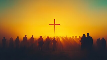 Silhouette of Cross and Worshipers