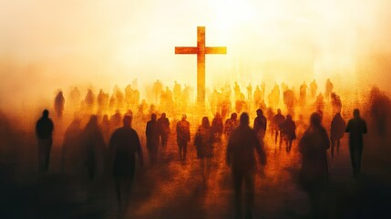 Silhouette of Cross and Worshipers