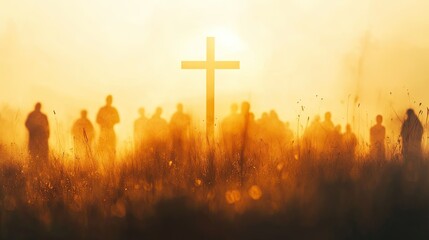 Silhouette of Cross and Worshipers