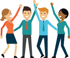 Flat Design of Happy Business Team Giving High Five