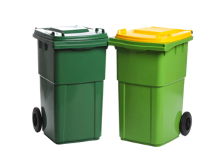 Green and Yellow Recycling and Trash Bins with Foot Pedals