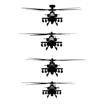 apache helicopter silhouette set, Black & White silhouette set 