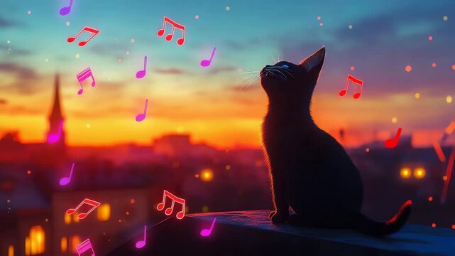 Cats sitting on the roof under the moonlit starry sky