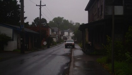 Obraz premium Remote rural rust old american town with truck on the road