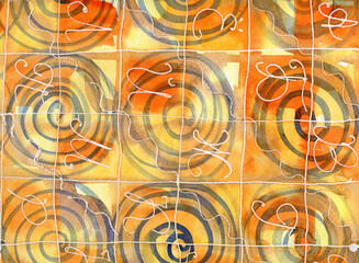 Dynamic array of overlapping colored circles creating an abstract watercolor art design.