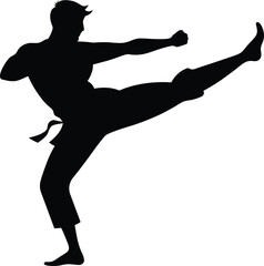 karate side kick silhouette pose for combat and sport design