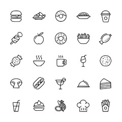food icons set , Food and drink outline icons set
