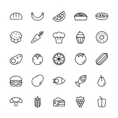 food and drink icons , Food icons in a simple outline