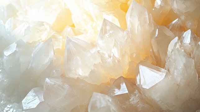 A cluster of stilbite crystals with a pale yellow to white color and a vitreous luster. The crystals are tabular in shape, with smooth surfaces and fine needle-like structures.