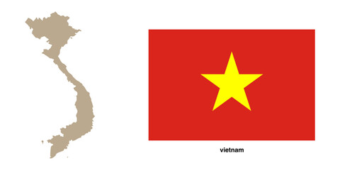 vietnam flag and vietnam map with transparent background