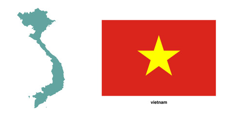 vietnam flag and vietnam map with transparent background