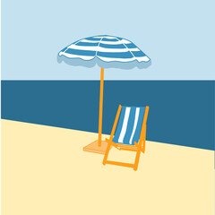 BeacBeach Chair Hand Drawn – Summer Travel Illustration Chair