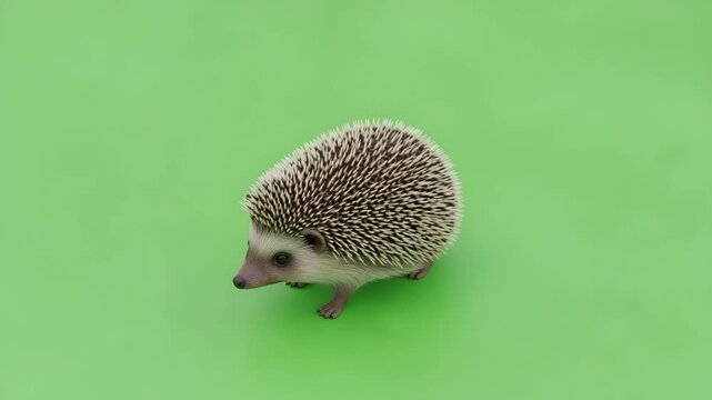 hedgehog animal walking forward with green screen background