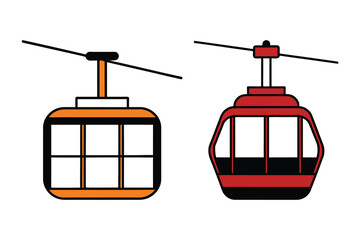 Cable Car Icons Silhouette Vector Illustration for Transport and Travel Concepts
