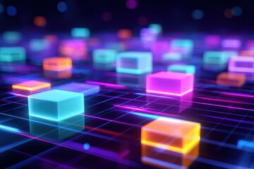 Abstract Digital Interface Background with Floating Elements