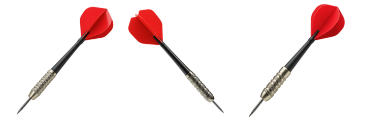 Red Darts with Steel Tips on Transparent Background

