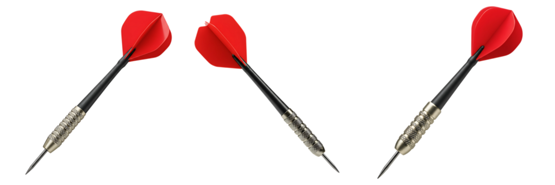 Red Darts with Steel Tips on Transparent Background

