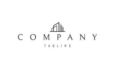 Vector logo with an abstract image of a modern cottage in a minimalistic style.