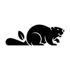 Fototapeta premium Stylized beaver icon black silhouette