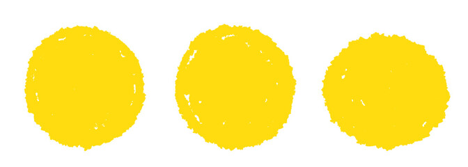 Stamp yellow brush sun sign on white backgrounds. Brush rough sun round shape. Vector illustration
