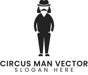 Stylish Circus Man Vector Illustration Design Template hat art icon logo flat   