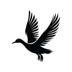 duck flying logo design concept vector silhouette style
