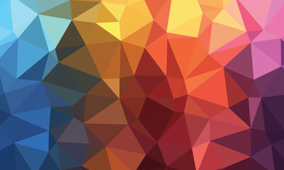 Abstract polygonal rainbow background. Color vector mosaic of triangle pieces.