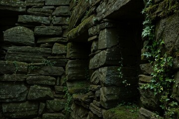 old stone wall with moss